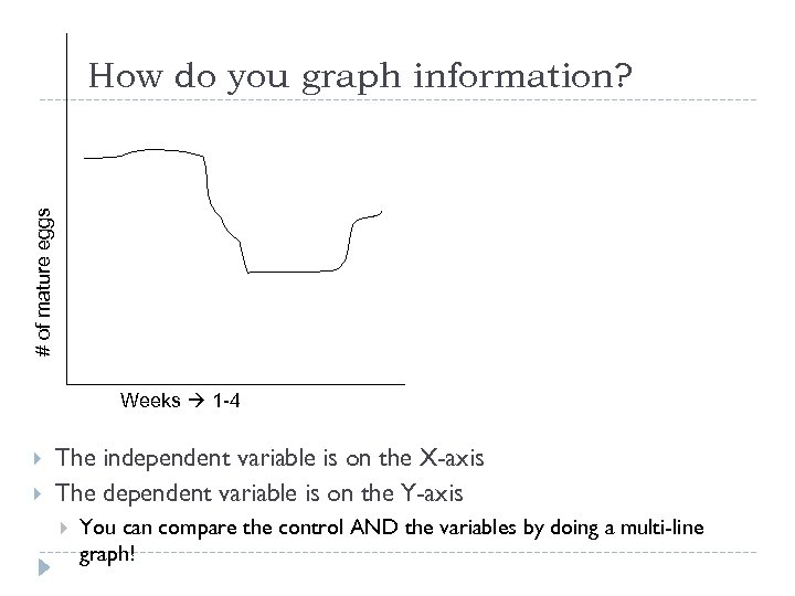 # of mature eggs How do you graph information? Weeks 1 -4 The independent
