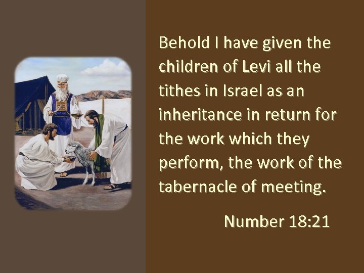 Behold I have given the children of Levi all the tithes in Israel as