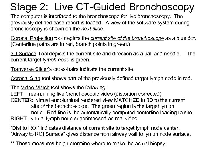 Stage 2: Live CT-Guided Bronchoscopy The computer is interfaced to the bronchoscope for live