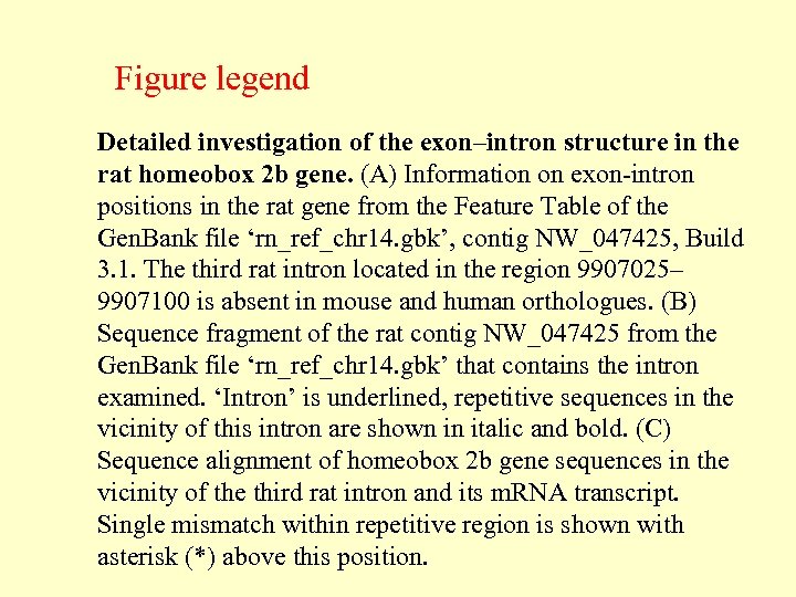 Figure legend Detailed investigation of the exon–intron structure in the rat homeobox 2 b