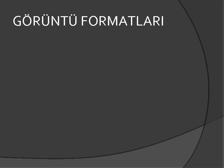 GÖRÜNTÜ FORMATLARI 