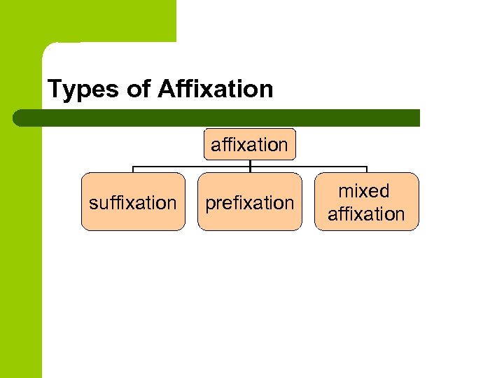 Types of Affixation affixation suffixation prefixation mixed affixation 