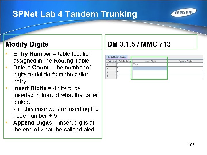 SPNet Lab 4 Tandem Trunking Modify Digits DM 3. 1. 5 / MMC 713