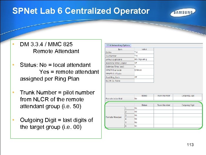 SPNet Lab 6 Centralized Operator • DM 3. 3. 4 / MMC 825 Remote