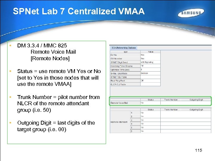 SPNet Lab 7 Centralized VMAA • DM 3. 3. 4 / MMC 825 Remote