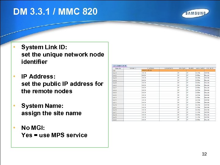 DM 3. 3. 1 / MMC 820 • System Link ID: set the unique
