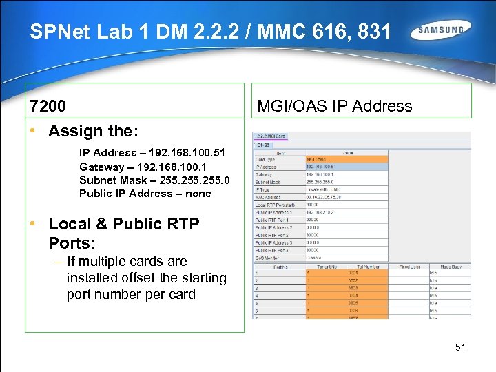 SPNet Lab 1 DM 2. 2. 2 / MMC 616, 831 7200 MGI/OAS IP