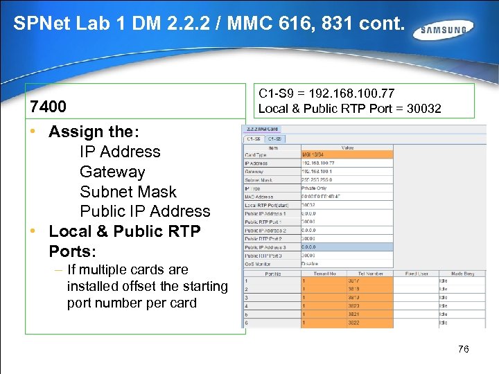 SPNet Lab 1 DM 2. 2. 2 / MMC 616, 831 cont. 7400 C