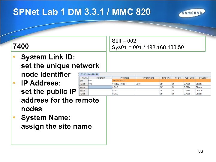 SPNet Lab 1 DM 3. 3. 1 / MMC 820 7400 Self = 002