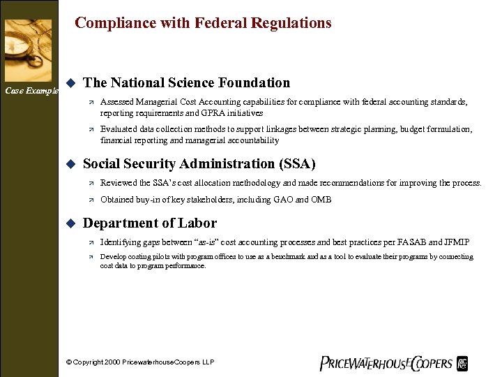 Compliance with Federal Regulations Case Example u The National Science Foundation ä ä u