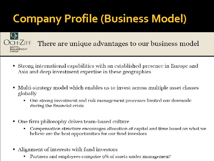 Company Profile (Business Model) 