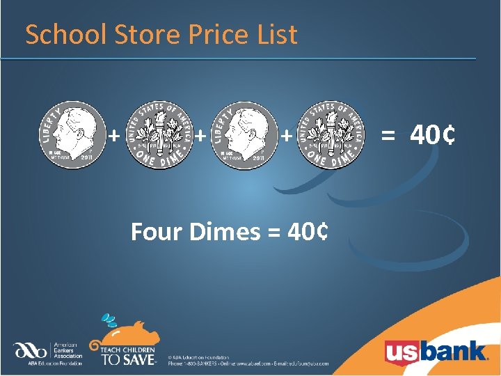 School Store Price List + + + Four Dimes = 40¢ 
