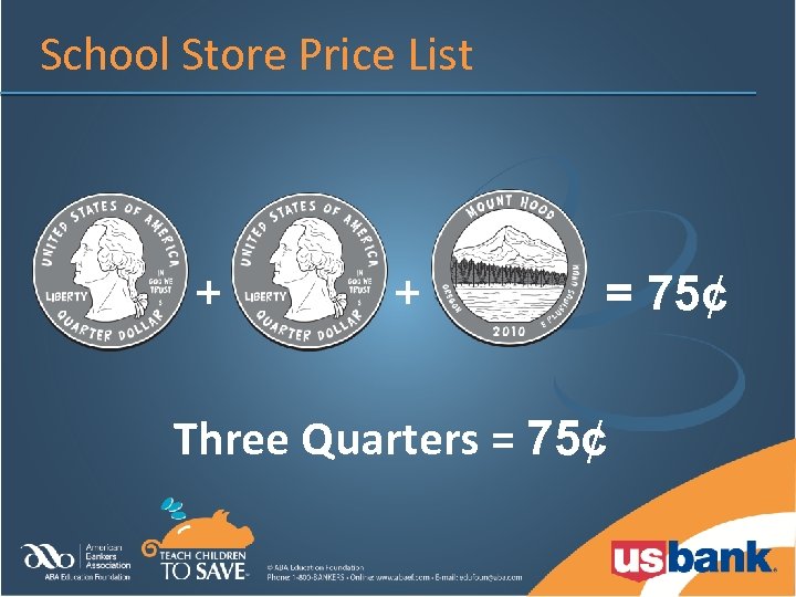 School Store Price List + + = 75¢ Three Quarters = 75¢ 