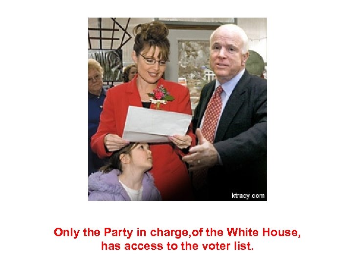 Only the Party in charge, of the White House, has access to the voter
