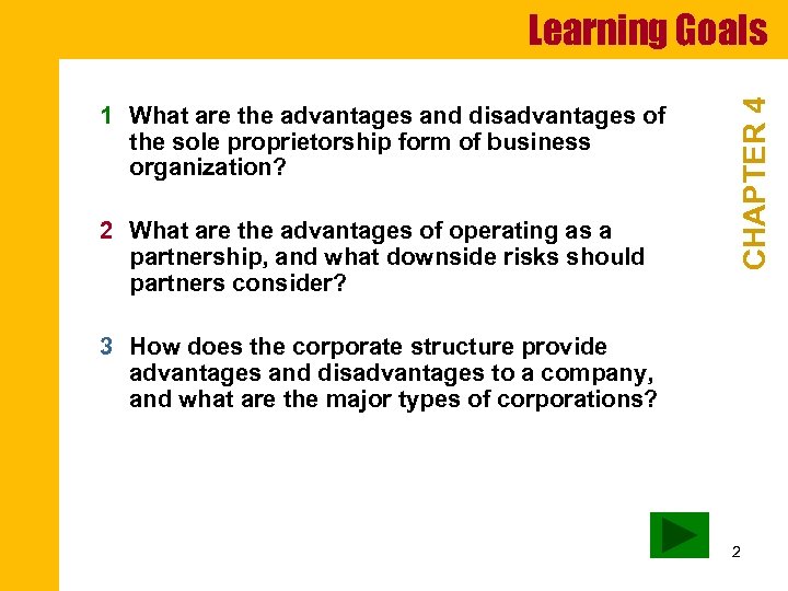 1 What are the advantages and disadvantages of the sole proprietorship form of business