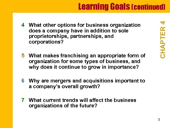 4 What other options for business organization does a company have in addition to