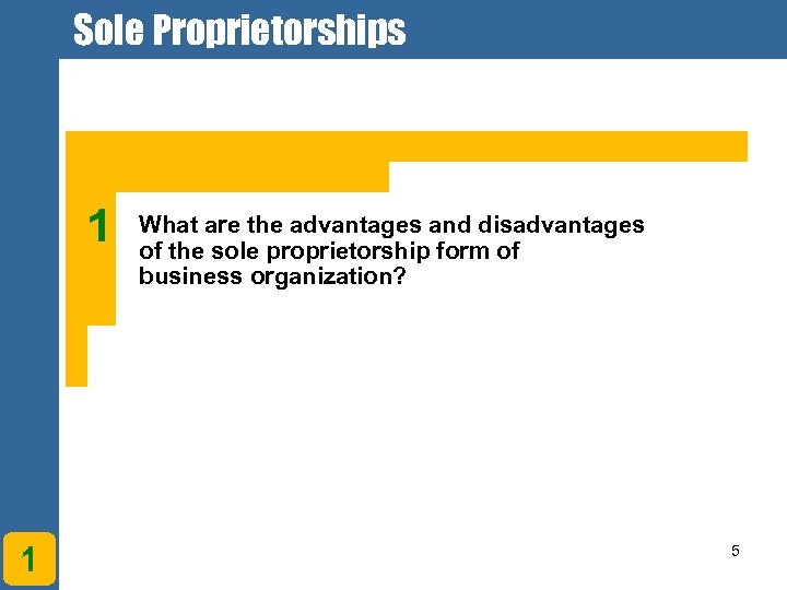 Sole Proprietorships 1 1 What are the advantages and disadvantages of the sole proprietorship