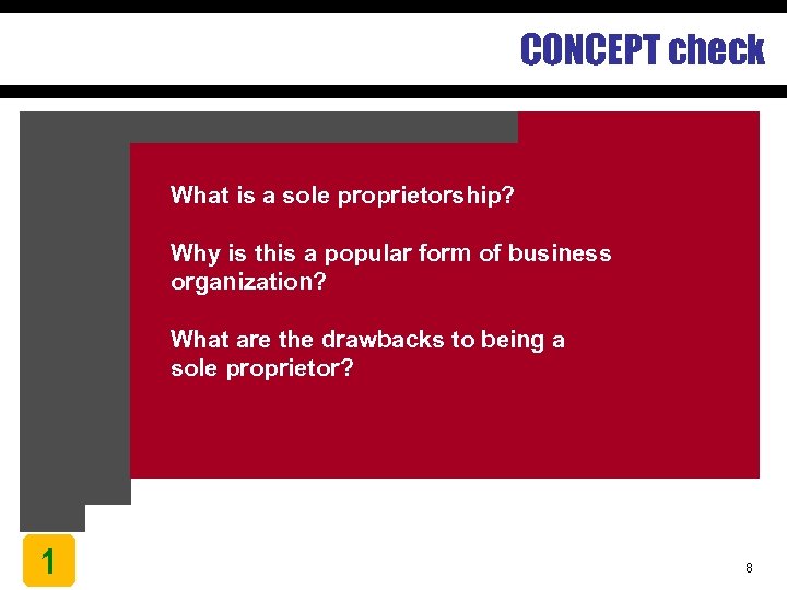 CONCEPT check What is a sole proprietorship? Why is this a popular form of