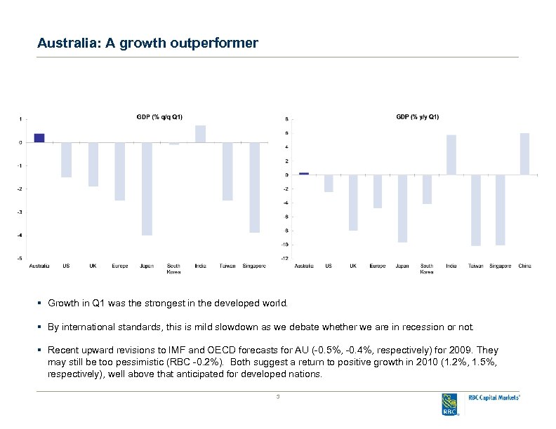 Australia: A growth outperformer § Growth in Q 1 was the strongest in the