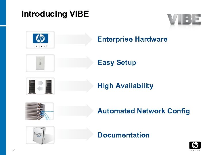 Introducing VIBE Enterprise Hardware Easy Setup High Availability Automated Network Config Documentation 10 