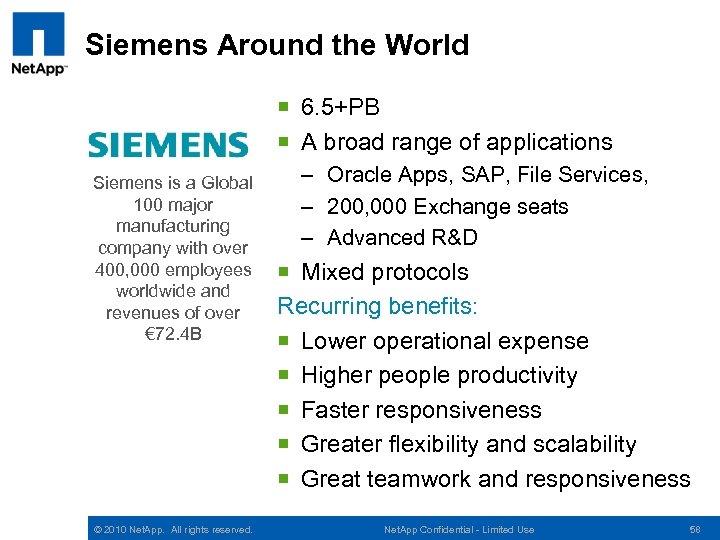 Siemens Around the World ¡ 6. 5+PB ¡ A broad range of applications Siemens