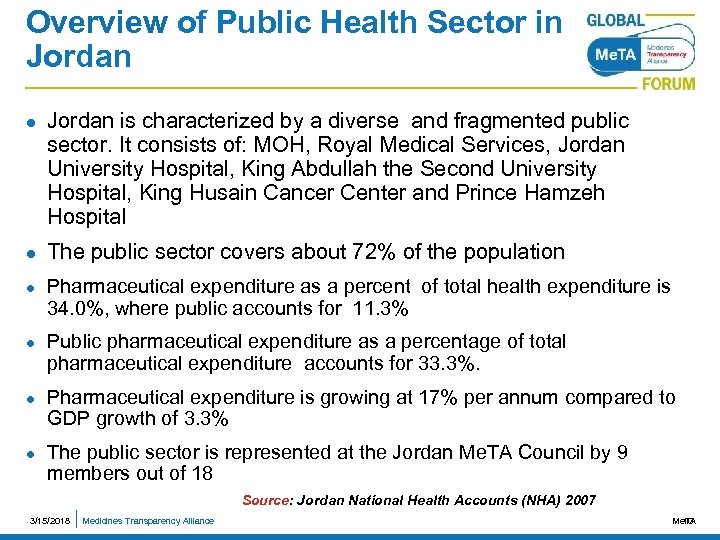 Overview of Public Health Sector in Jordan l l l Jordan is characterized by