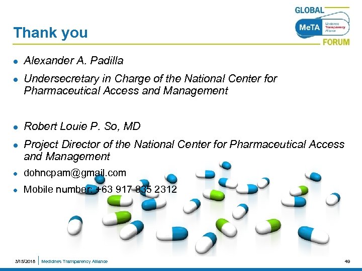 Thank you l l Alexander A. Padilla Undersecretary in Charge of the National Center