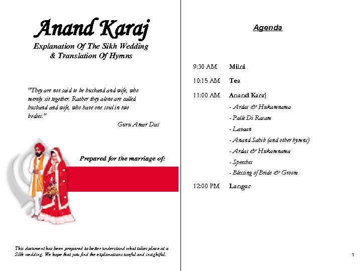Anand Karaj Agenda Explanation Of The Sikh Wedding & Translation Of Hymns 9: 30