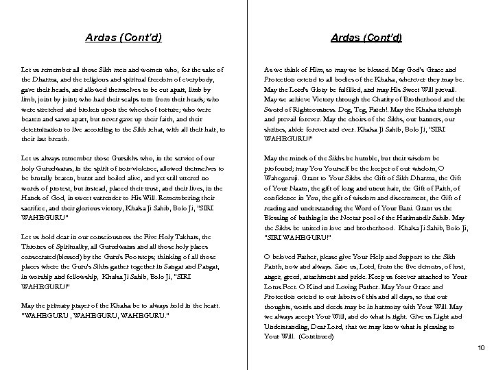 Ardas (Cont’d) Let us remember all those Sikh men and women who, for the