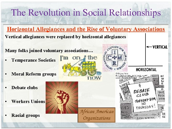 The Revolution in Social Relationships Horizontal Allegiances and the Rise of Voluntary Associations Vertical