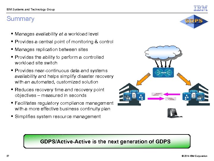  IBM Systems and Technology Group Summary § Manages availability at a workload level