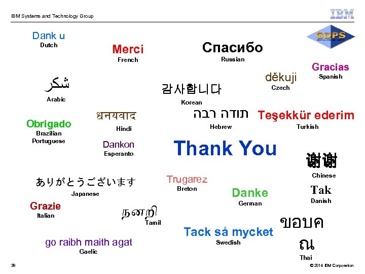  IBM Systems and Technology Group Dank u Merci Спаcибо French Dutch Russian ﺷﻜﺮ