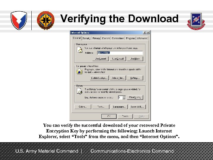 Verifying the Download You can verify the successful download of your recovered Private Encryption