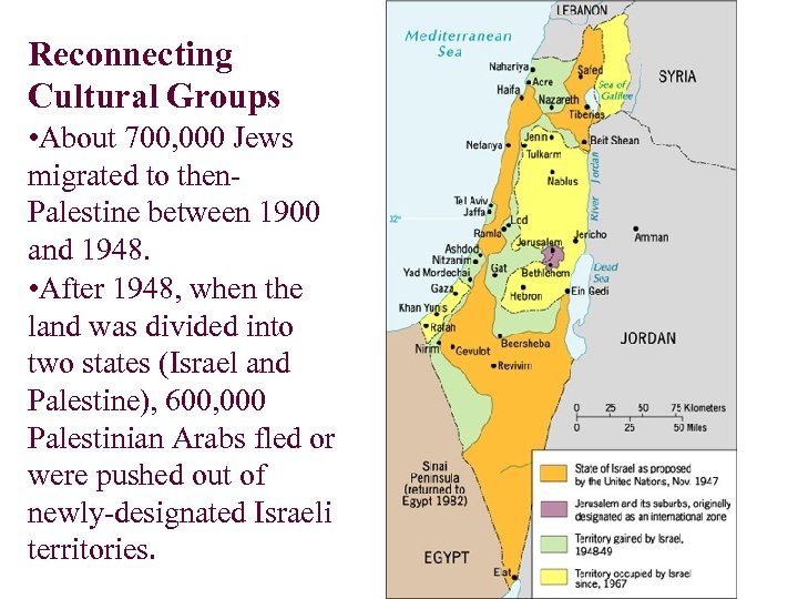Reconnecting Cultural Groups • About 700, 000 Jews migrated to then. Palestine between 1900