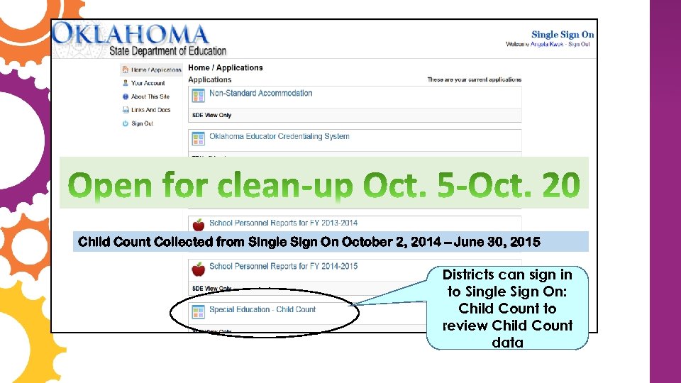 Child Count Collected from Single Sign On October 2, 2014 – June 30, 2015