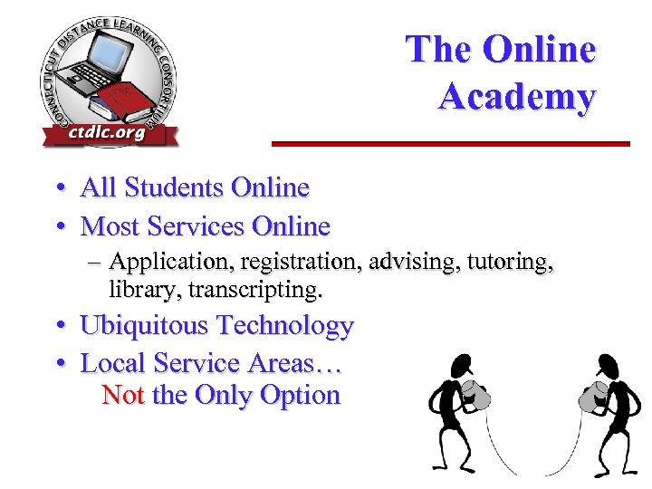 The Online Academy • All Students Online • Most Services Online – Application, registration,