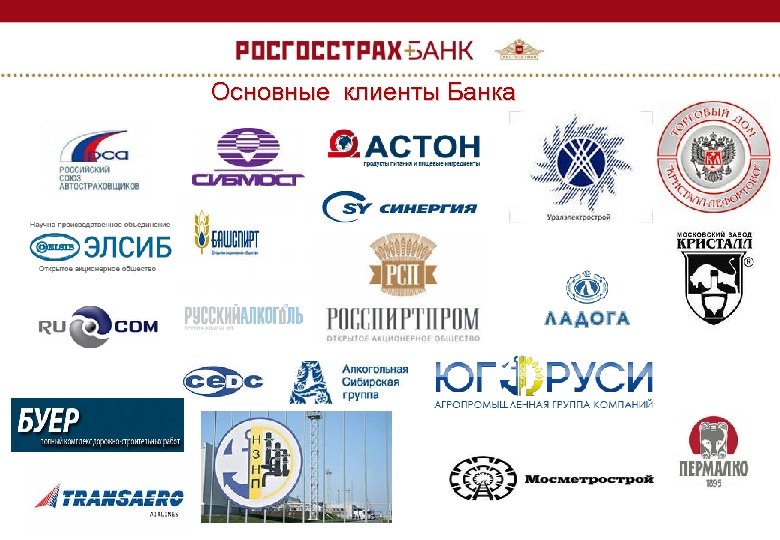 Основные клиенты Банка 