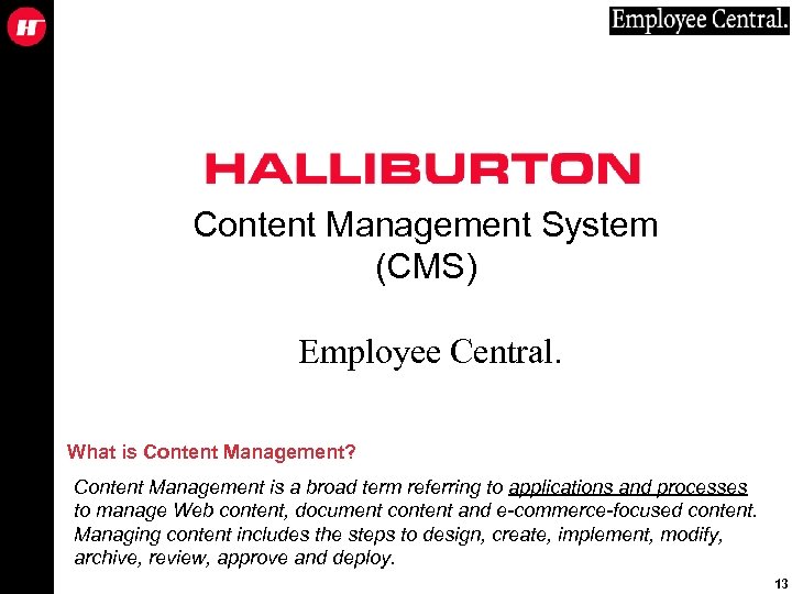Content Management System (CMS) Employee Central. What is Content Management? Content Management is a