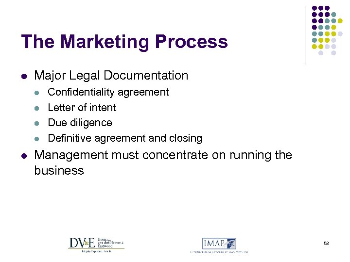 The Marketing Process l Major Legal Documentation l l l Confidentiality agreement Letter of