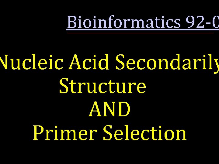 Bioinformatics 92 -0 Nucleic Acid Secondarily Structure AND Primer Selection 