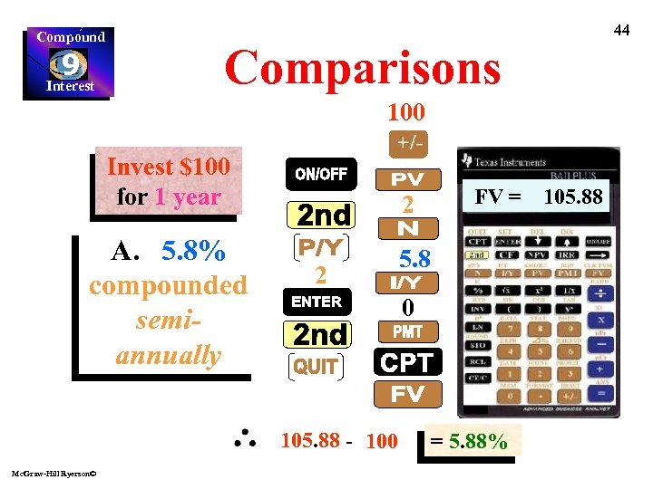 Compound 9 Interest 44 Comparisons 100 Invest $100 for 1 year A. 5. 8%