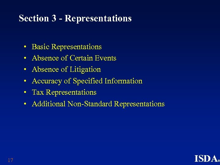 Section 3 - Representations • • • 17 Basic Representations Absence of Certain Events