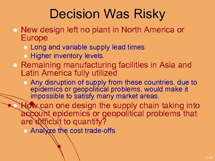 Decision Was Risky l New design left no plant in North America or Europe