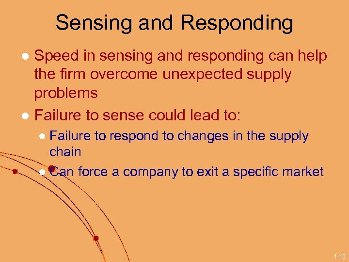 Sensing and Responding Speed in sensing and responding can help the firm overcome unexpected