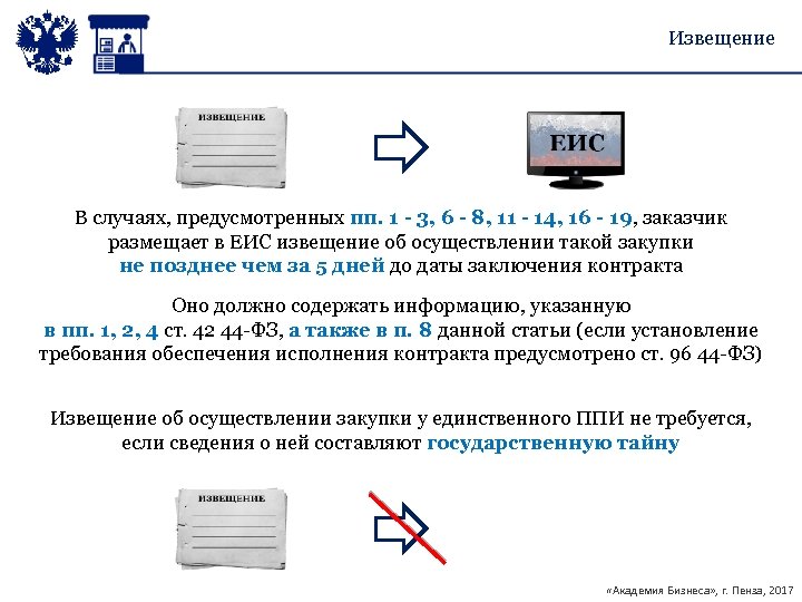 Извещение В случаях, предусмотренных пп. 1 - 3, 6 - 8, 11 - 14,