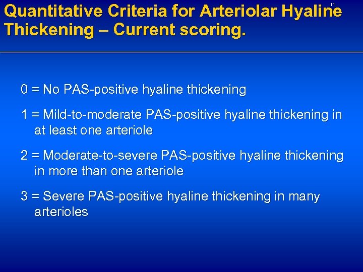 Quantitative Criteria for Arteriolar Hyaline Thickening – Current scoring. 11 0 = No PAS-positive