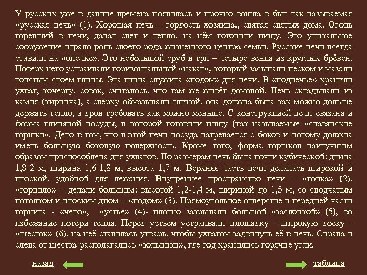 У русских уже в давние времена появилась и прочно вошла в быт так называемая