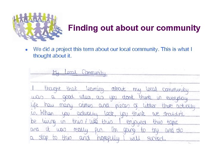 Finding out about our community ● We did a project this term about our