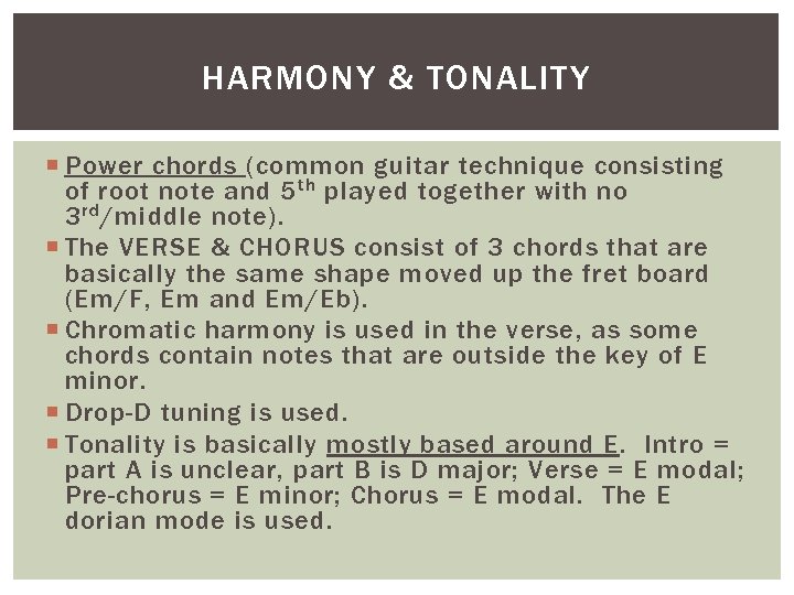 HARMONY & TONALITY Power chords (common guitar technique consisting of root note and 5