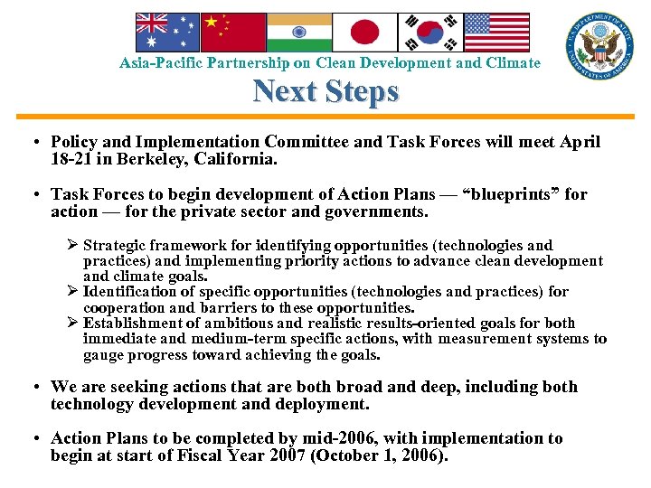 Asia-Pacific Partnership on Clean Development and Climate Next Steps • Policy and Implementation Committee
